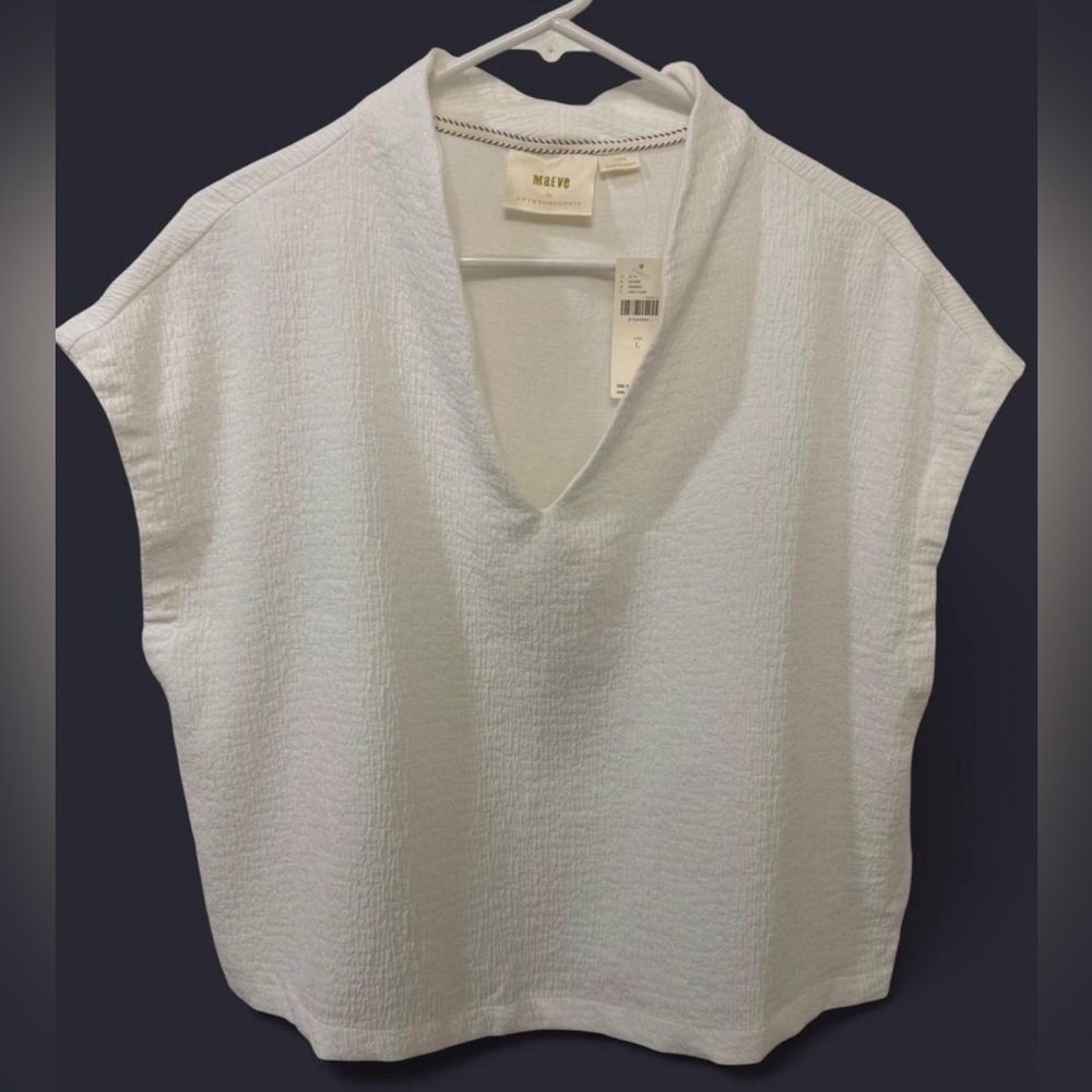 Anthropologie Maeve Women’s V-Neck Cropped Textured Blouse